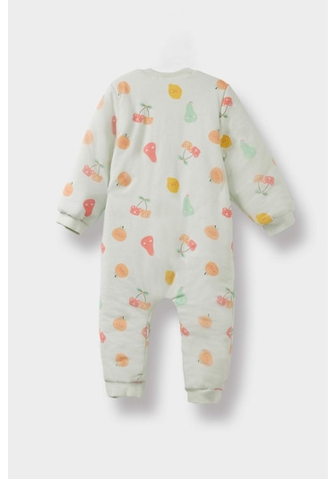 Defacto Kız Bebek 2,5 Tog Elyaf Baskılı Penye Fermuarlı Uzun Kollu Tulum F3566a525wngn1250 Yeşil