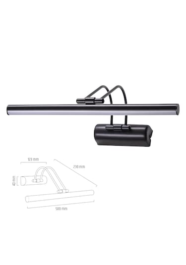 10w 50cm Siyah Flüt Aplik 6500k Beyaz Işık Siyah