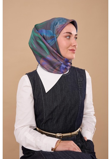 Silk Home Twill İpek Eşarp 11480-77 Füme, Patina, Bebe Mavi, Saks,yeşil