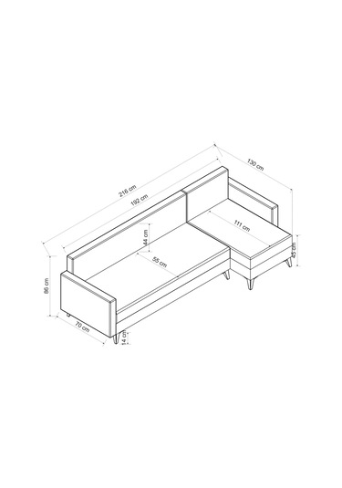 Sera Köşe Fitilli Kumaş Koltuk Antrasit Siyah