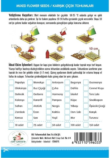 25 Adet 10 Farklı Renk Zambak Tohumu + 10 Adet Süs Yoncası N113092