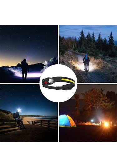 Bloomnest Sharj Edilebilir Kafa Lambası, Cob Led Kamp Balıkçılık El Feneri, İndüksiyon Kafa Lambası, Sensörlü Işık, A Asorti Asorti Çok Renkli