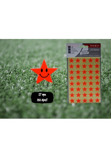 Tanex Tnx-303 Flo Yıldız Kırmızı Gülen Etiketi 17 MM 80 Adet