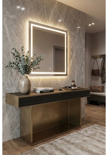 Modern Tasarım 60x70 Led Aydınlatmalı Dokunmatik Duvar Aynası Günışığı