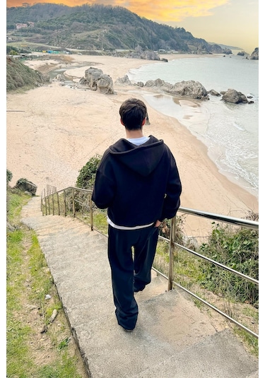 Flaw Nakışlı Zip Hoodie Siyah Siyah