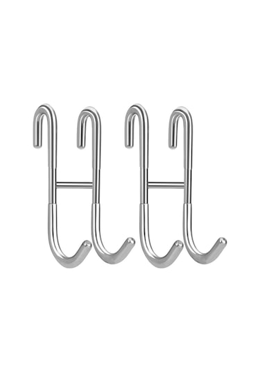 Geeksen 304 Paslanmaz Çelik S Kanca, Perforasyonsuz Duş/ Mutfak Kullanıma Uygun, Kayma Ve Çizik Koruma, 5kg Yük Kapasitesi, Gümüş 2 Adet Gümüş