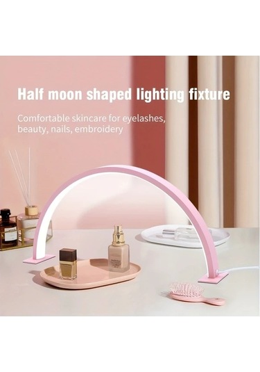 Fastbuy Dream011 Pembe Usb Masa Lambası Yarım Ay Şekilli Tırnak/dövme Işığı Parlaklık Ayarlanabilir Pembe Pembe