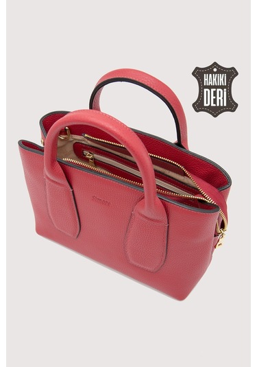 Hakiki Deri Kadın El Çantası Kırmızı Smr9226 Kırmızı