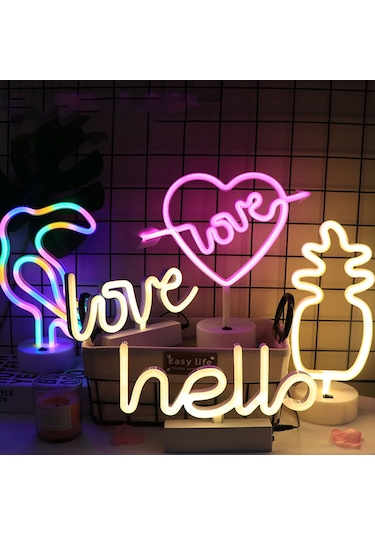 Wezone Usb Ve Pil İle Çalışan 5 Farklı Stilde Neon Dekoratif Gece Lambası Diğer