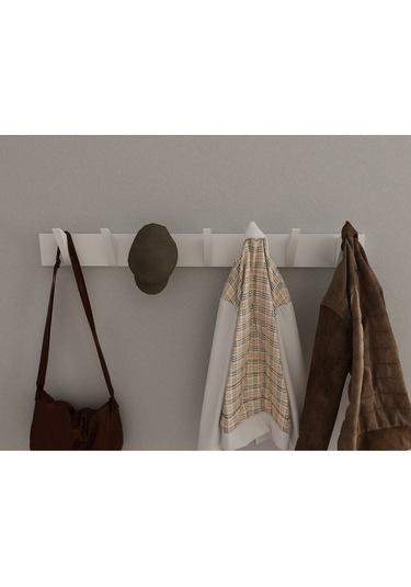 Hepsi3boyutlu Modern Duvar & Kapı Kanca Askılık - 7 Adet Beyaz Kanca Askılık - Model No : 5 Beyaz