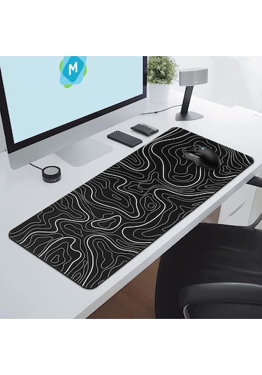 Oyun Mouse Pad'i Büyük Klavye Matı 30 60cm Arazi Mouse Pad'i Kaymaz Kauçuk Tabanlı, Genişletilmiş Masa Üstü Siyah Beyaz Klavye Mouse Pad'i