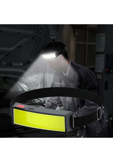 DailyLink USB Şarj Edilebilir LED COB Kafa Feneri Lambası Siyah