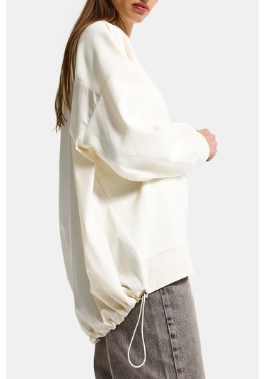 Itsbasic Kadın Ekru W5 Oversize Pamuk Tasarım Sweatshirt