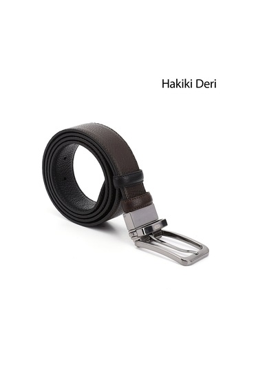 Gönderi R Siyaha Kahve Hakiki Deri 3,5 Cm Çift Taraflı Klasik Kemer Siyah - Kahverengi