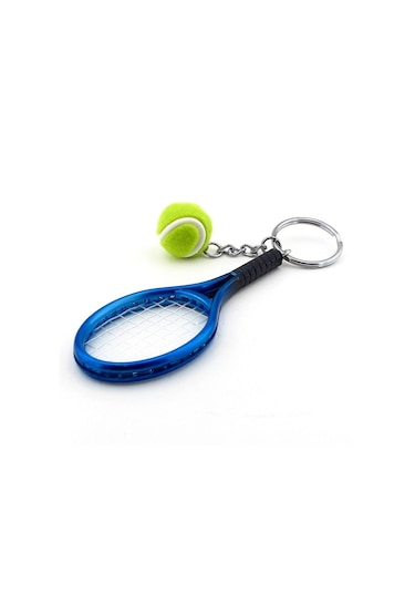 Lacivert Tenis Raketi Ve Topu Pvc Anahtarlık Kc766