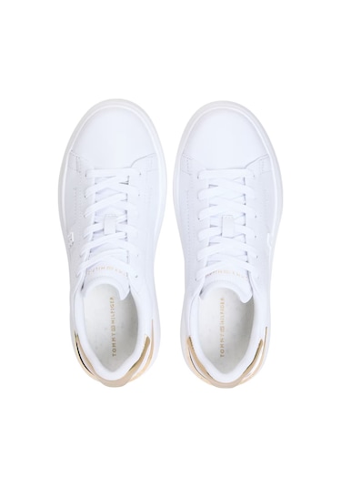 Kadın Metalik Detaylı Platform Tabanlı Sneaker - Beyaz/gold White