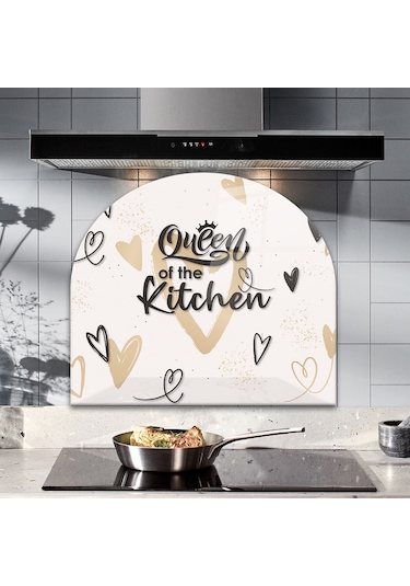 Decorita Cam Ocak Arkası |Oval Şekilli|Queen Of The Kitchen Love