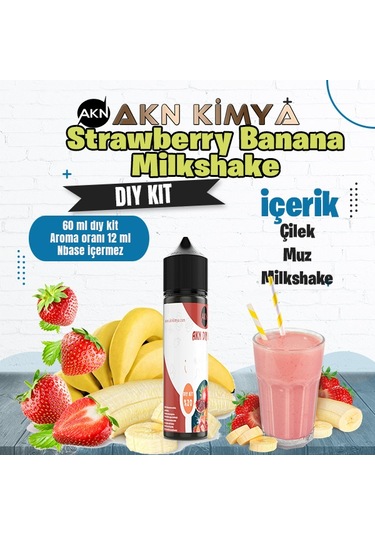 Strawberry Banana Milkshake Dıy Kit Çilek Muz Gıda Aroması %20 Oranda Aroma İçerir Hazır Değildir 60 Ml