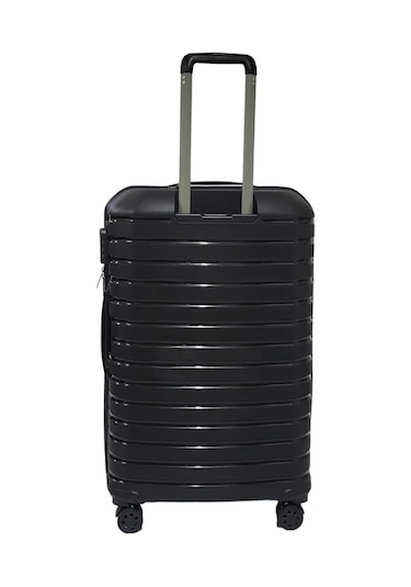 Oleets Büyük Boy Polipropilen Süper Esnek Kırılmaz Tekerlekli Valiz Bavul Siyah