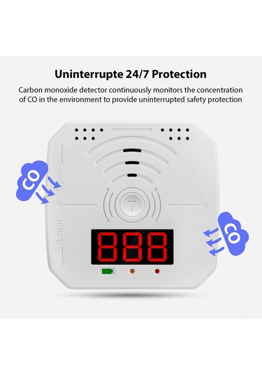 Tenfowee Co Alarm Cihazı 3'lü Paket - Hızlı Tespit, Lcd Ekran, Led Işık Ve Sesli Alarm - Ev, Şömine, Gaz Tesisleri İçin - Pil Yok Wj-co998