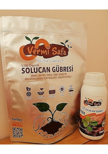 %100 Organik Vermisafa Solucan Gübresi 2 KG Katı + 500 ML Sıvı