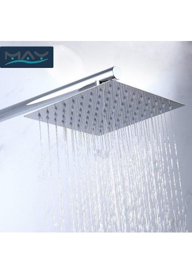 T-May Banyo Sart Kare Tepe Duş Seti Başlığı 25X25 Paslanmaz Metal Krom