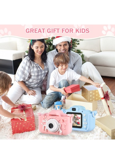 Lemestar Mavi Öküz Desenli Çocuk Dijital Kamerası - 20mp Lens, 2.0" Ips Ekran, 1080p Fotoğraf/videoyu Kaydet, Oyun Ve Müzik Özellikli, İçin Dolu Pil Mavi