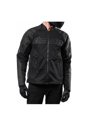 Icon Mesh Af Lthr Korumalı File Motosiklet Montu Siyah Siyah