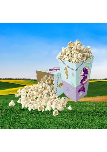 Mısır Kutusu Pırıltılı Deniz Kızı Temalı Pop Corn Kutusu Parti Malzemesi