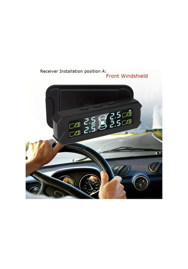 Boatshop1 Araba Suv Pikap Mpv Orv Tpms Siyah Kablosuz Harici Sensör Kiti Güneş Enerjili Ayarlanabilir Çıkarılabilir Braket