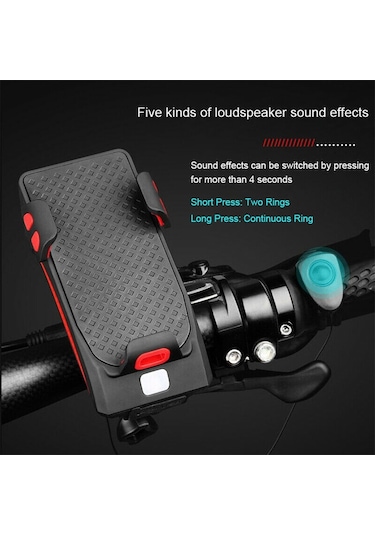 3 'ü 1 Usb Bisiklet Far Led Bisiklet Telefon Tutucu