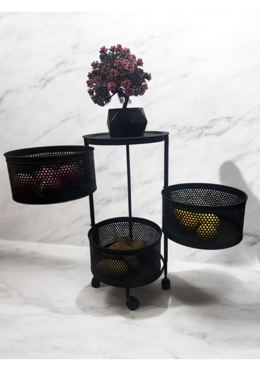 Magic Objects 3 Katlı Siyah Açılır Kapanır Sebzelik Siyah