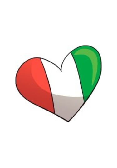 Bay Etiket Itf2 Kalp Desenli Italya Bayrak Sticker