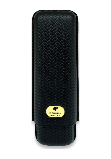Cohiba Örme Desen Deri Puro Kılıfı 2li Siyah 64ring