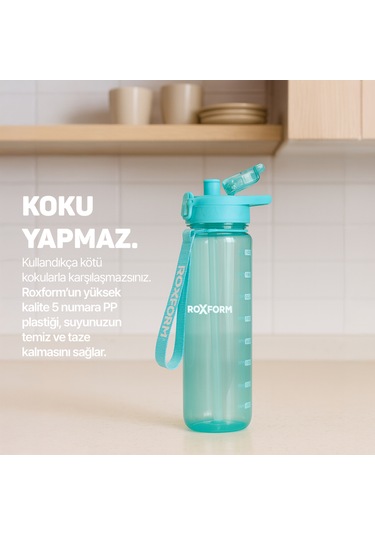 Roxform 1100 Ml Mavi Premium Suluk Matara Bpa & Bps İçermez, Kılıflı Ve Sızdırmaz Mavi