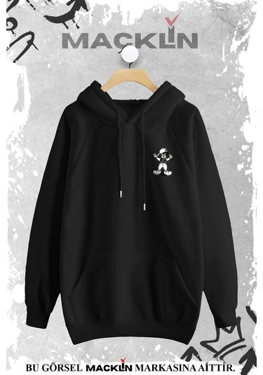 Unisex Kadın Erkek Karikatür Ayı Özel Tasarım Baskılı Sweatshirt Siyah Mck0703 Siyah