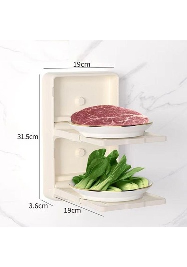 Pazly Bej Mutfak Geri Çekilebilir Sebze Rafı, Plastik Katlanabilir Bulaşık Tepsisi, Duvara Monte Depolama Rafı Bej