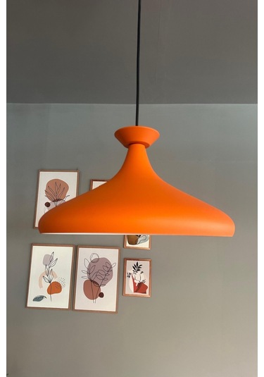 Champion Turuncu Tabak Başlık Tekli Avize Sarkıt Salon Mutfak Butik Lamba Aydınlatma Avizeler Turuncu