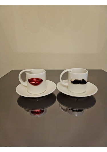 Dudak Bıyık 2'li Kahve Fincanı Takımı