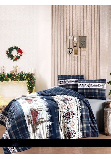 First Choice Flanel Nevresim Takımı Nature Navy Blue Tek Kişilik