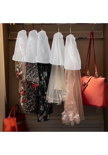 Novahub 24 Parça Şeffaf Kılıf Seti - Gardırop Organizasyonu İçin Askılı Kıyafet Koruyucu Şeffaf