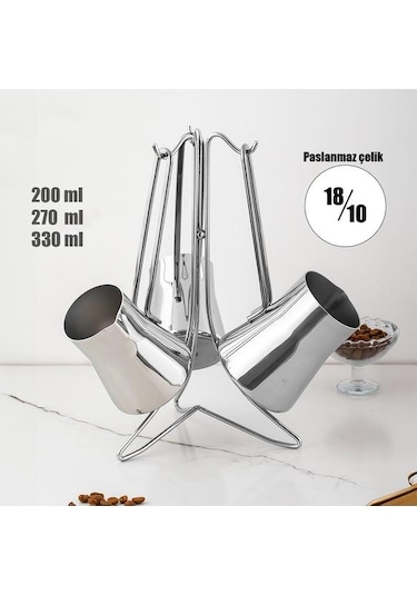 Lines Piramit 4 Parça Çelik Cezve Takımı Lc-0202