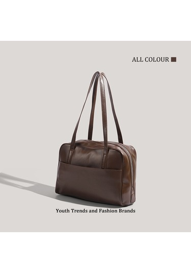 Charhp&kejnt Retro Taşınabilir Banliyö Yastık Çantası Büyük Kapasiteli Omuz Çantası Şık Koltuk Altı Çantası Kahverengi