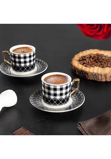 Porsima Yky097-5 2'li 4 Parça Türk Kahvesi Fincan Takımı 100 Ml