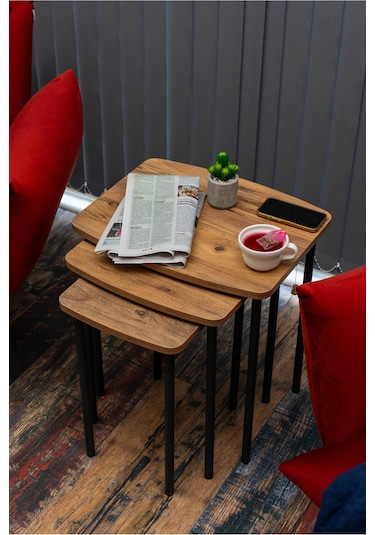 Arpelia Harmoni Zigon Sehpa 3'lü Siyah