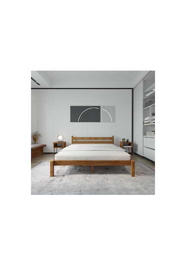 Letto Model Ceviz Renk Çam Ahşap Karyola-114 100 x 200