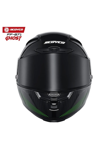 Scoyco FF871 Ghost Güneş Vizörlü Kapalı Kask Parlak Siyah - Yeşil