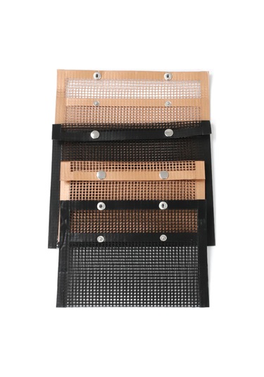 Kangvka Teflon Izgara Ağı Çantası, 27x22cm Büyük Boy, Isıya Dayanıklı, Tekrarlı Kullanımlı, Kapanabilir Düğmeli, Kahverengi Çok Renkli