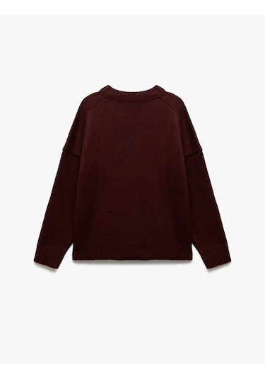 Koton Bisiklet Yaka Triko Kadın Oversize Kazak 6wak90177ht Bordo