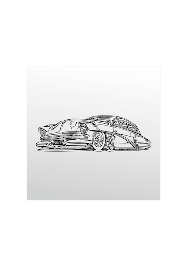 Folyo Sticker Klasik Araba 20cm Uzunluk Siyah